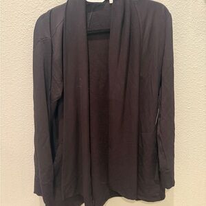 Soma Ultra Soft Fleece Black Open Front Cardigan Large NWT